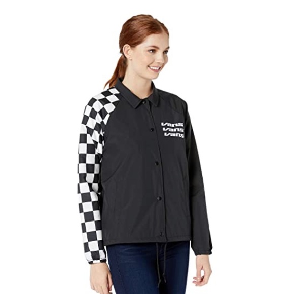 💖MEGA SALE💖VANS Thanks Coach Superspeedee Womens XS S Jacket Black VN0A47V5BLK - Picture 4 of 7
